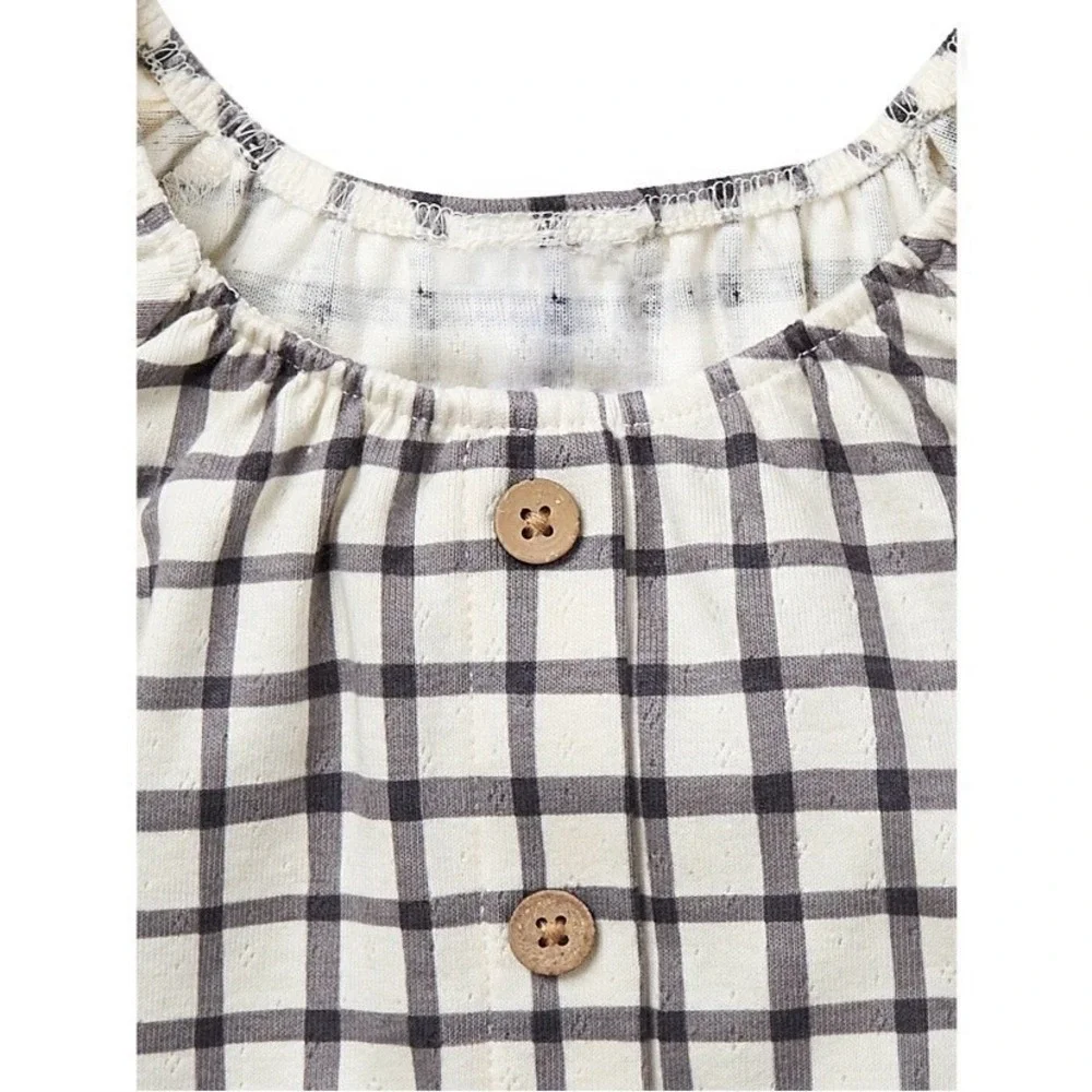 Modern Moments By Gerber Toddler Girl Organic Ruffled Sleeve Faux Button Top New